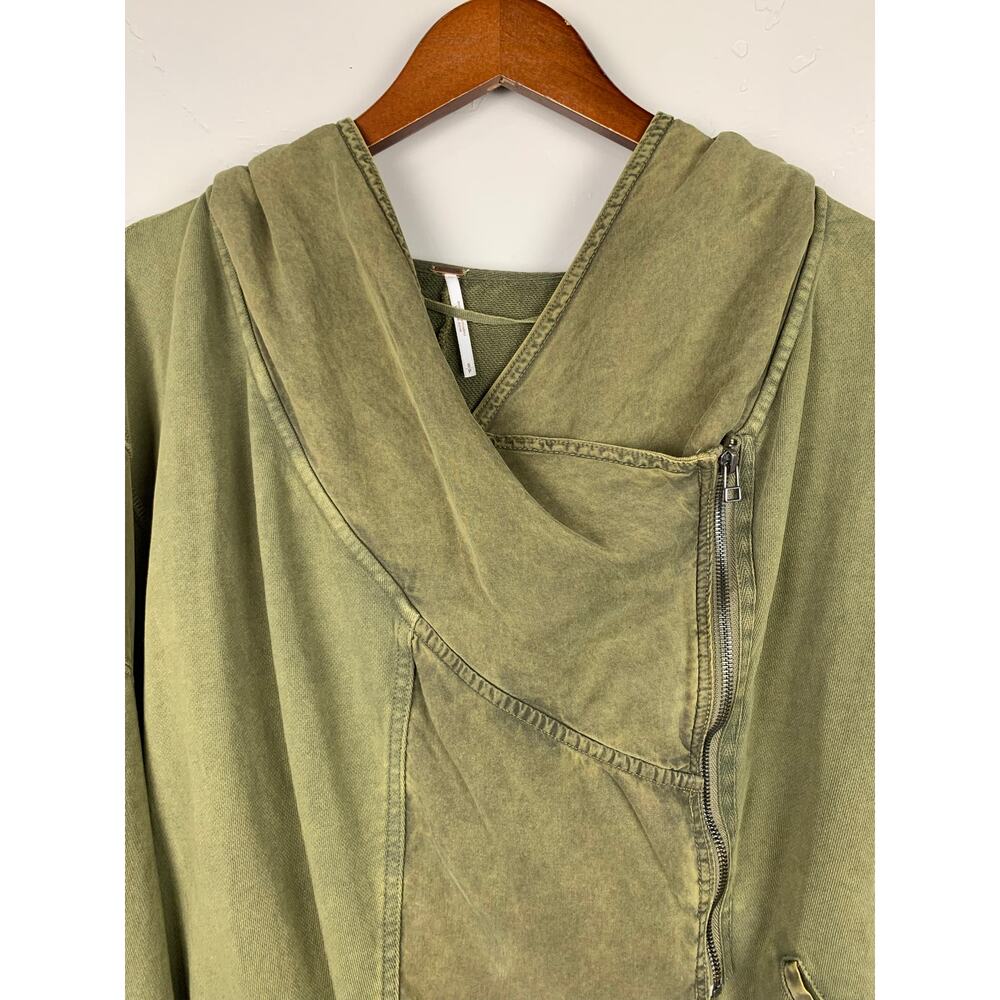 Free People C'Mon Hooded Cardigan Jacket Olive Green Oversized Pockets Women's S - Picture 2 of 11